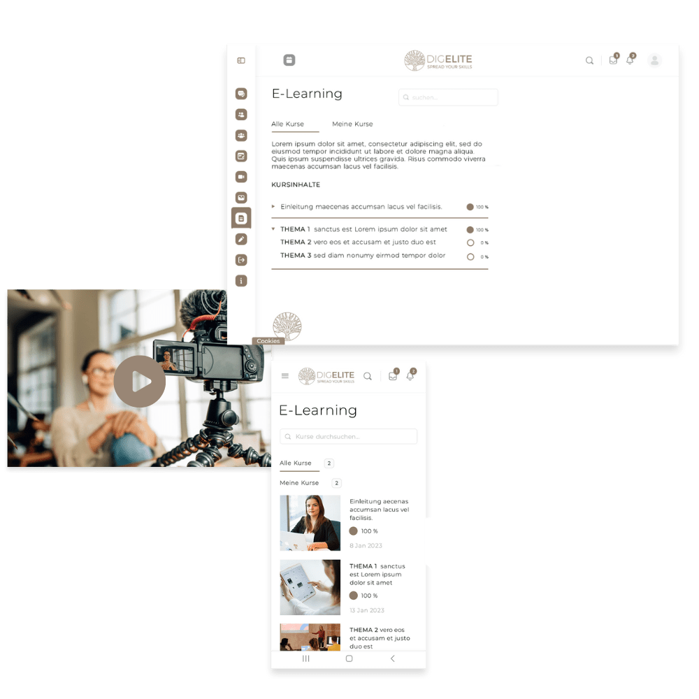 Beispiele für das Thema E-Learning im Bild dargestellt
