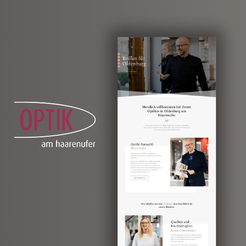 Screenshot der Optik am Haarenufer Oldenburg Website