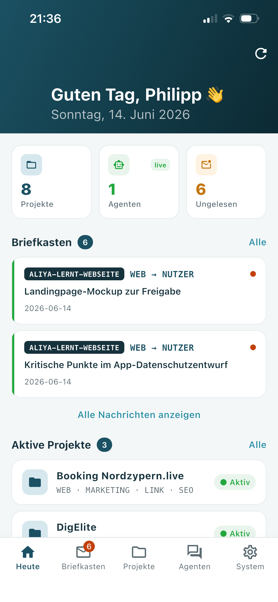 Agent Manager Remote — Übersicht im Demo-Modus